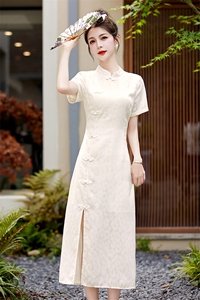 绿色旗袍连衣裙女2025新款夏季年轻款新中式复古改良气质高端图片