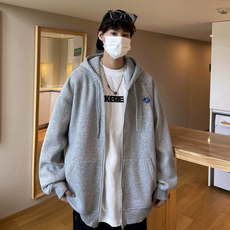 开衫连帽卫衣山水刺绣基础百搭卫衣男女ZW10-薄款P60加绒P65控75，男装卫衣，星座1408-1