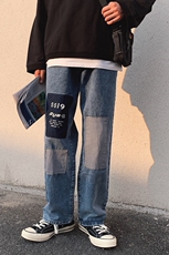牛仔裤男女宽松直筒网红长裤子NK26/P45，男装牛仔裤，电商D202