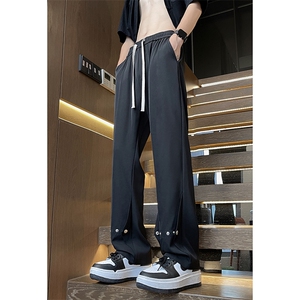 美式高街hiphop冰丝铆钉微喇休闲裤货号K2425P55