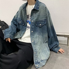 牛仔外套男韩版处理高街帅气2023秋冬季新款ins宽松夹克W3707-68，男装大码男装，星座412-2