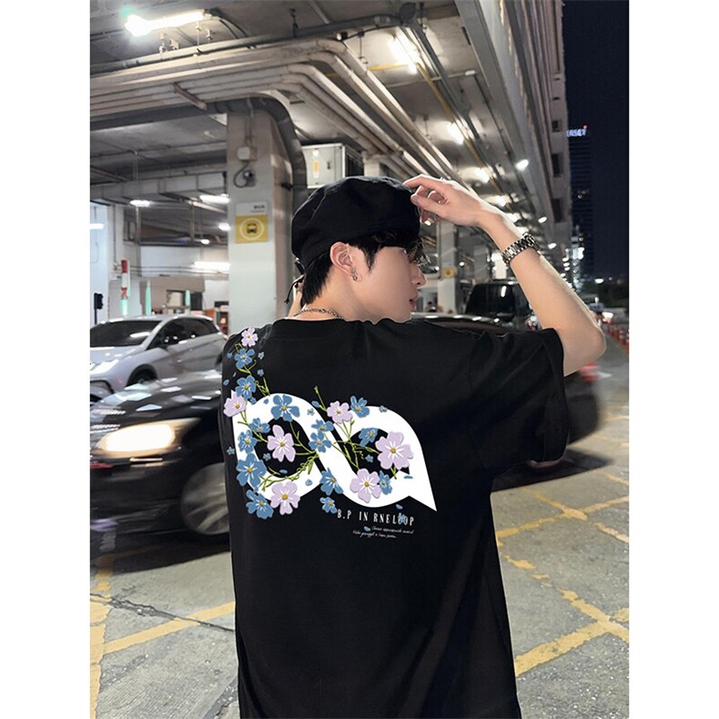 万针全刺绣解构设计260克重磅双纱纯棉高品质美式高街短袖T恤特39,男装T恤,电商A486