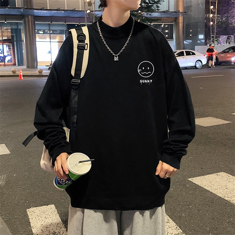 M18072-P45 加绒款-P65半高领毛衣男士大码针织衫男毛线衣男图片