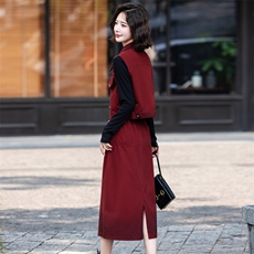 欧货潮流时髦牛仔马甲套装2025春新款女洋气高级后开叉长裙三件套，女装套装/套裙，意芙
