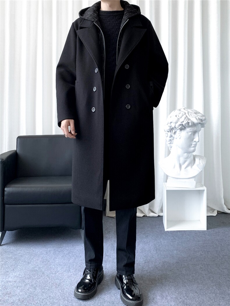 数据款假两件小香风衣男长款大衣男中长款毛呢大衣F632批130爆景D,男装风衣,星座401