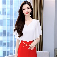 夏季2025新款女休闲网红炸街减龄无袖上衣百褶阔腿裤裙，女装衬衫，火爆靓佳人