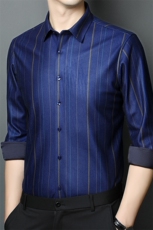 BNYT-13钱塘2020-2秋冬新款双面绒保暖衬衫男士长袖条纹衬衣P72，男装衬衫，钱塘207-2