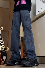 B221美式ins暗黑高品质多口袋休闲工装裤子LK24371-P70控98，男装工装外套，电商B221