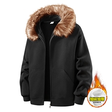 480G重磅加绒硬挺boxy秋冬美式高街超大毛领座山雕连帽卫衣厚外套，女装短外套，电商A486