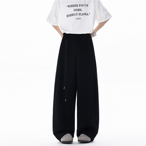 2026春夏新款皱褶廓形直筒西装垂感大码挂绳阔腿休闲裤LK512特P45图片