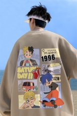 ！直播品质重磅宽松港风卡通男孩印花圆领卫衣WY103-特p28，男装卫衣，星座508（原C305）