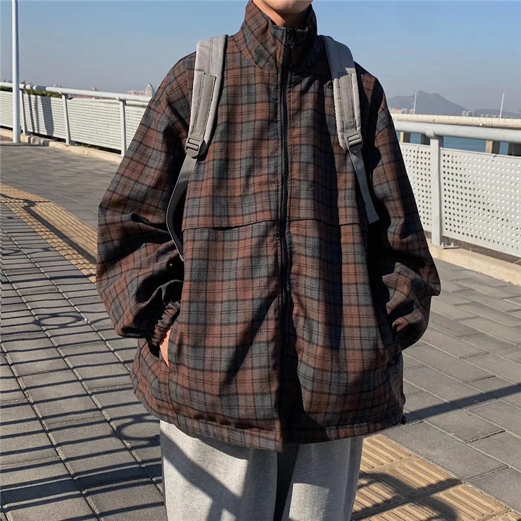 ins潮搭两面穿外套时尚春季港风宽松韩版休闲格子夹克W526-P60,男装夹克,星座512-4
