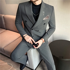 高级感~抗皱免烫~珠边高档双排扣西装两件套西服LJT8066-P235，男装西服套装，电商A213