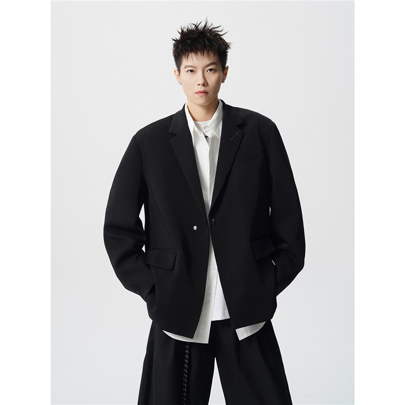 简约刺绣金属扣设计休闲西装大码M-5XL韩版西服男XF78085P85控128,男装西服套装,星座227-7