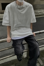 港风钢印字母潮短袖T恤男DT77775P25块特价控48：供抖音视频，男装T恤，星座227-7