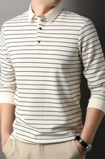 YH24506男式秋季新款长袖条纹T恤男韩版时尚休闲男装翻领体恤，男装T恤，电商B360A（原721A）