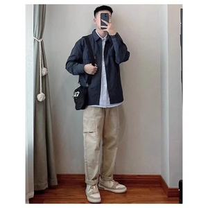 纯棉工装裤男士夏季新款宽松直筒长裤男款运动休闲裤子图片