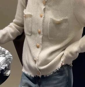 秋季新款纯色针织单排扣开衫时尚百搭图片