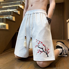 新中式高街ins小众梅花hiphop五分休闲短裤运动裤《图案以注册》，男装休闲裤，电商A063