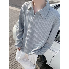 麦穗纹长袖t恤男款夏季重磅宽松灰色体恤翻领polo衫男TE04，男装T恤，星座1116A（原606A-3）