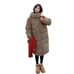 咖色连帽长款宽松加厚羽绒服 90白鸭绒 2527-P365-K528图片