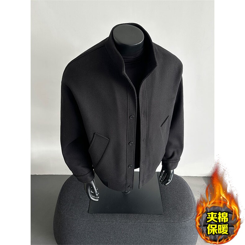 冬季老钱风重磅夹棉呢子夹克保暖棉服男士毛呢外套J7352-特价P85图片