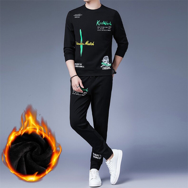 中年男士运动套装春秋季商务休闲圆领印花运动服卫衣男套装潮,男装休闲套装,电商B212（原钱塘6029）