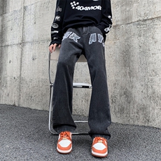 美式高街vibe复古水洗做旧牛仔裤男直筒裤子A061-W9980-P60控78，男装牛仔裤，电商A061-1