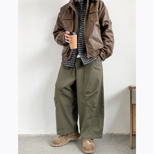 春季韩版潮流小众休闲阔腿裤男设计简约百搭宽松直筒裤 K7644-P38图片
