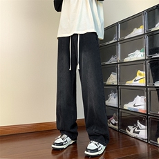 港风美式高街复古水洗阔腿拖地牛仔裤男潮XZ213-DK2000-P55控68，男装牛仔裤，星座213