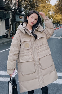 现货贴标工装中长款羽绒服50绒图片