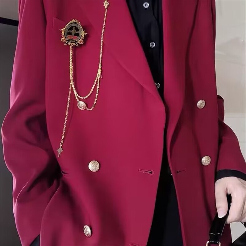 W10152-P63网图现货原宿日系insDKJK日系制服双排扣西服带徽章,男装西服,星座1608-2