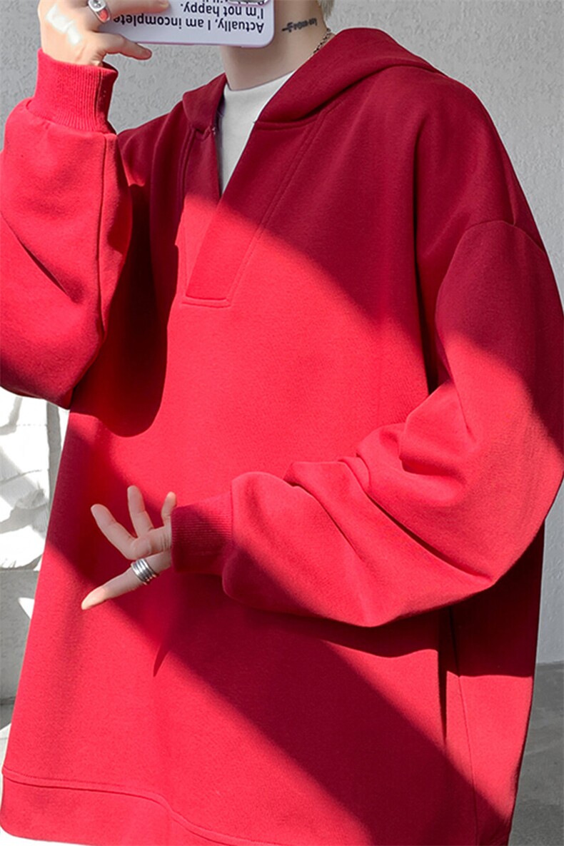 8XL-M叠穿假两件卫衣重磅连帽V领拼接套头衫宽松大码外套WY006P65,男装卫衣,电商B312