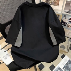 300克得物重磅100纯棉宽松撞色短袖结构感拼接T恤男RH5030-特P35，男装T恤，星座610B-1