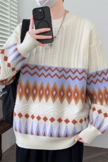 【抖音得物】2025秋季时尚毛衣针织衫男士圆领宽松长袖，男装针织衫/毛衣，电商A113