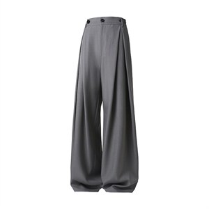 春秋美式高街休闲裤男女垂感阔腿西裤长裤纯色西装裤宽松直筒裤子图片
