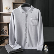 品质男秋冬羊绒衬衫高端商务休闲百搭长袖上衣保暖舒适简约大气，男装羊绒套衫，台绒羊绒