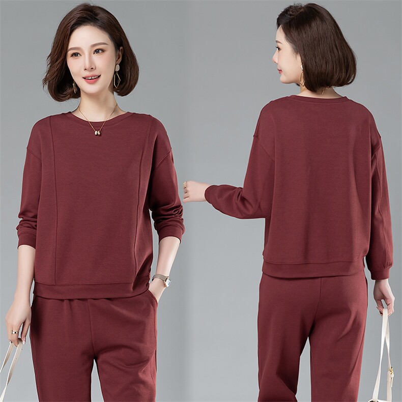 时尚百搭宽松显瘦长袖卫衣套装女春秋季新款休闲运动服两件套,女装卫衣/绒衫,阿丹