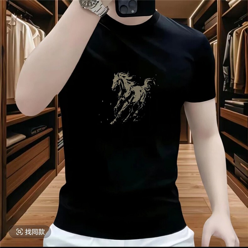 1506/QDX70530/P32新款男士印花纯棉短袖潮牌卫衣半袖高品质,男装T恤,星座1506