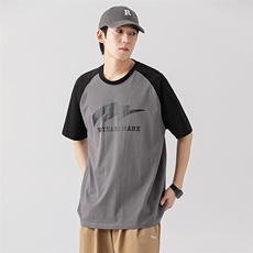 2024夏季新款学院风撞色字母印花插肩短袖T恤T2308-P35，男装T恤，星座914-3