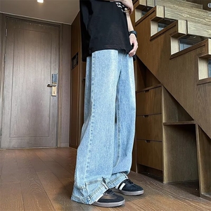 夏季薄款设计感倒装牛仔裤男百搭潮牌宽松直筒休闲裤 N8946图片
