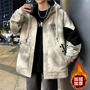 新款2025男士连帽加绒加厚脏脏然夹克外套冬季 可退可换图片