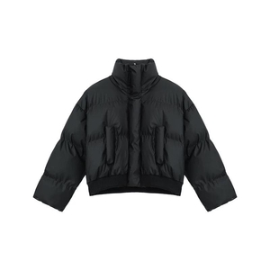 现货5W件冬季三防重磅硬挺boxy短款羽绒立领PU皮棉衣外套加厚棉服图片