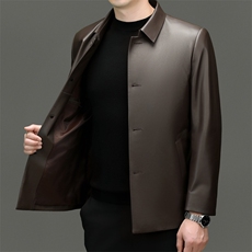 海宁真皮皮衣2025年新款中老年男士中长款单排扣绵羊皮夹克外套秋，男装夹克，电商B360A（原721A）