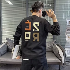 时尚卫衣男春秋季新款黑色圆领套头衫青少年运动上衣休闲潮流外套，女装短外套，星座506A