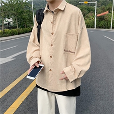日系ins港风灯芯绒衬衫潮流帅气宽松长袖上衣秋季现货W1123-P36，男装衬衫，星座512-4