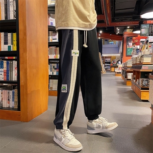 特P35限68 秋季贴标华夫格卫裤男束脚裤子港风拼接运动裤K2208图片