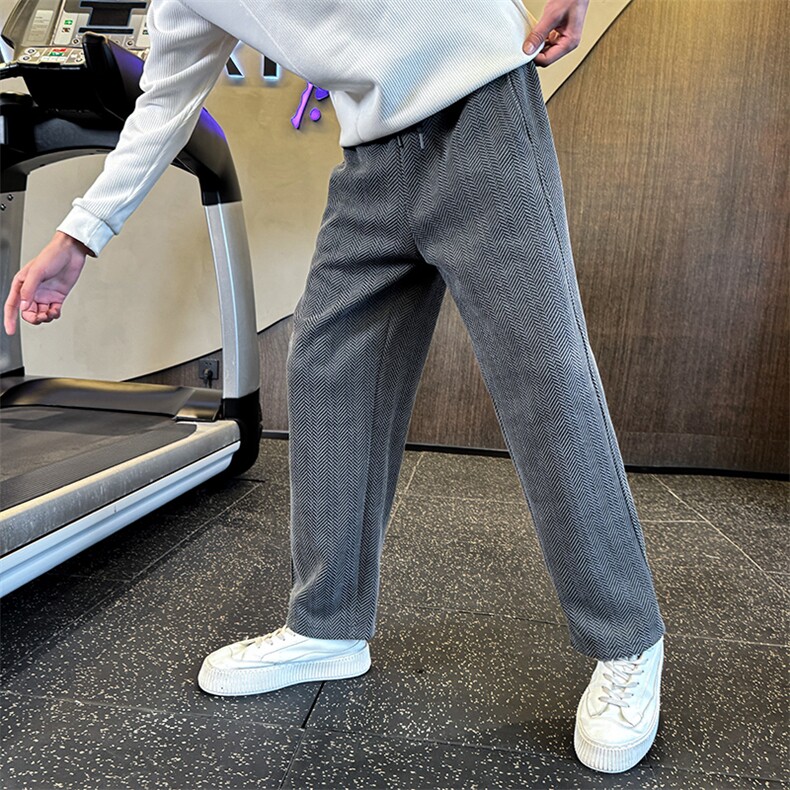 KK305-P55加绒65直筒裤男款春秋季潮流宽松阔腿痞帅加绒休闲裤子，男装卫衣，星座215（原电商B249）