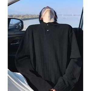 秋季亨利衫长袖T恤男生内搭纯色上衣男华夫格衣服 TE06图片