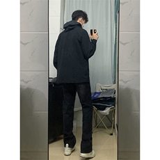 B221美式ins高街暗黑小众个性设计直筒牛仔裤LK23144-P65控88，男装牛仔裤，电商B221
